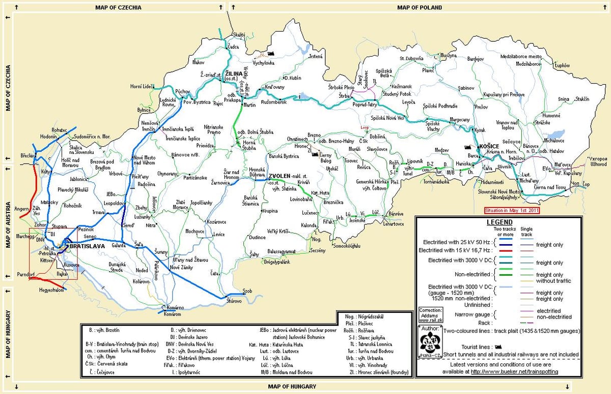 Na slovensku vlak mapě