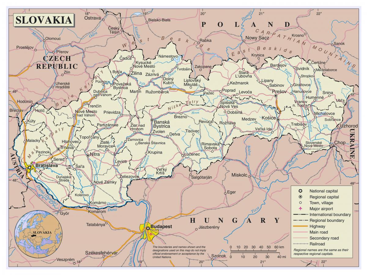 mapa Slovenska letišť