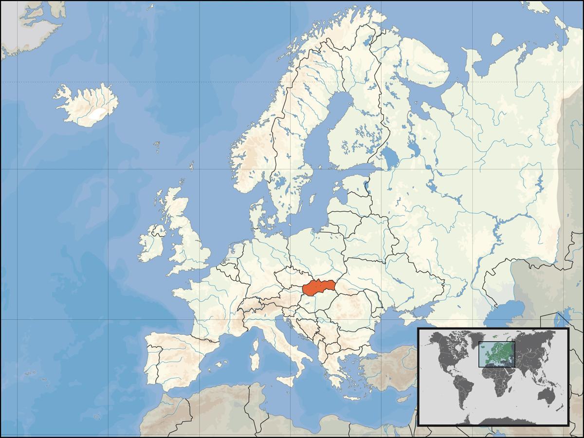 Slovensko umístění na mapě světa