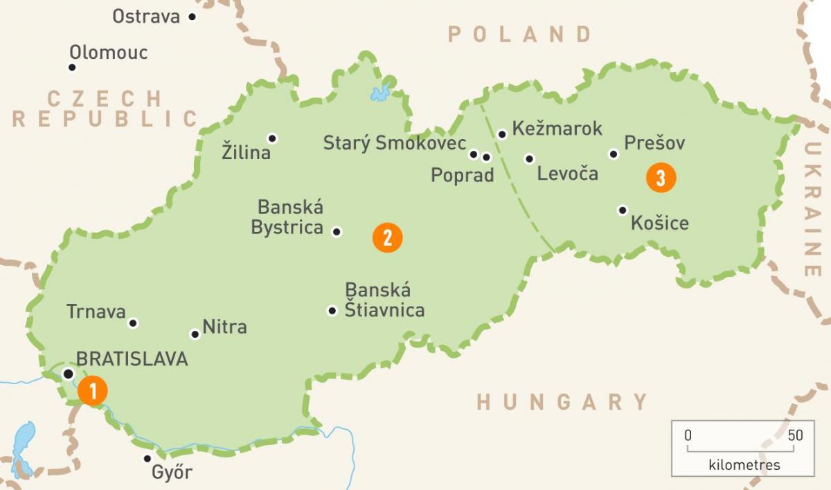 mapa regionů Slovenska